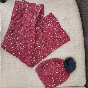 Maroon beanie and scarf set